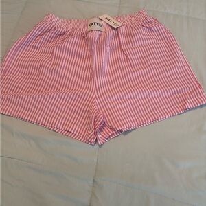 Women's High Waist Pink Striped Shorts